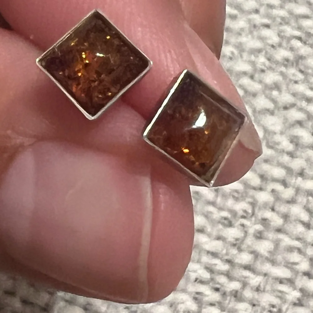 Sterling silver Amber earrings made in Mexico - Picture 5 of 10